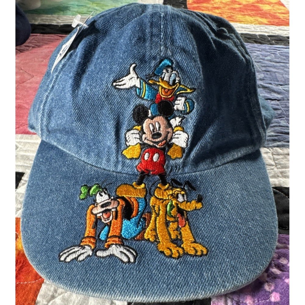 Mickey & Friends Embroidered Denim Cap New With Tags Vintage HTF Kids M/L Family